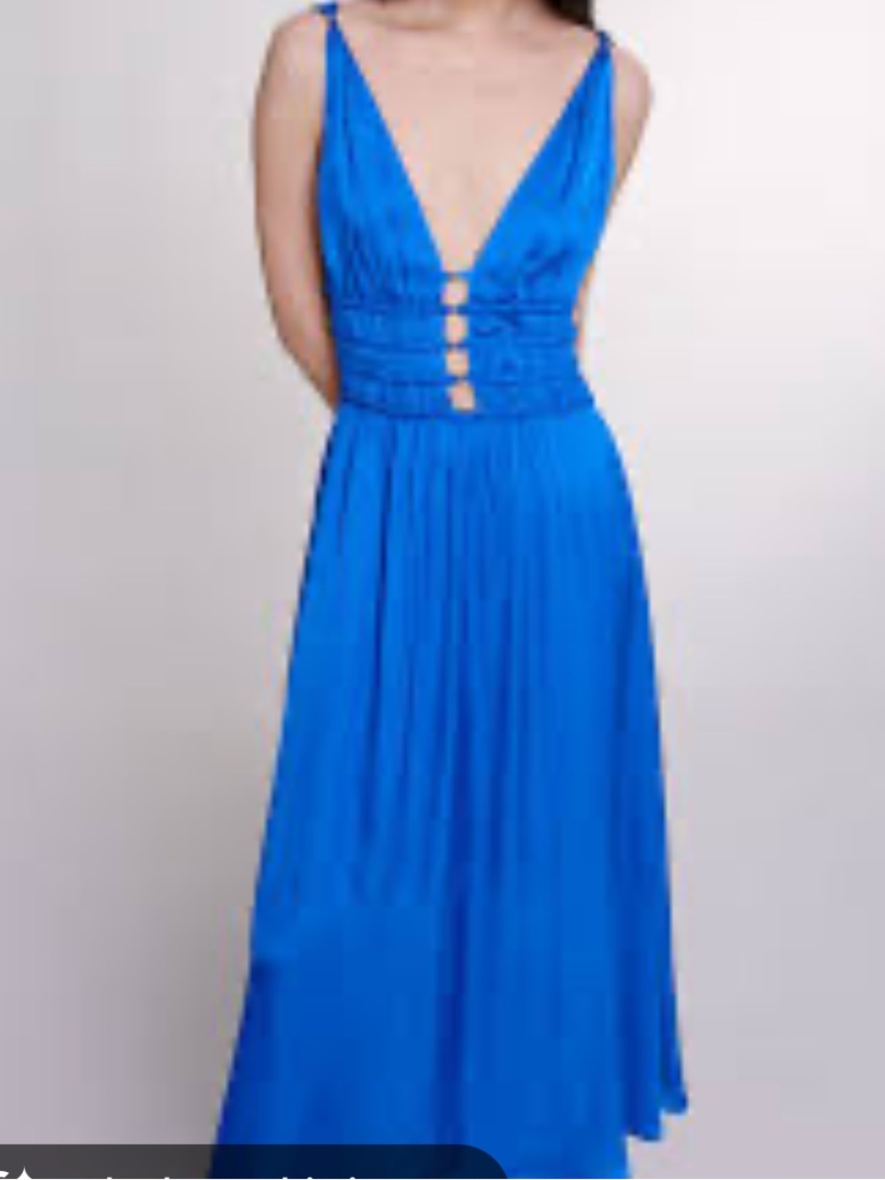 Maje Vibrant Cobalt Blue Plunge Maxi Dress